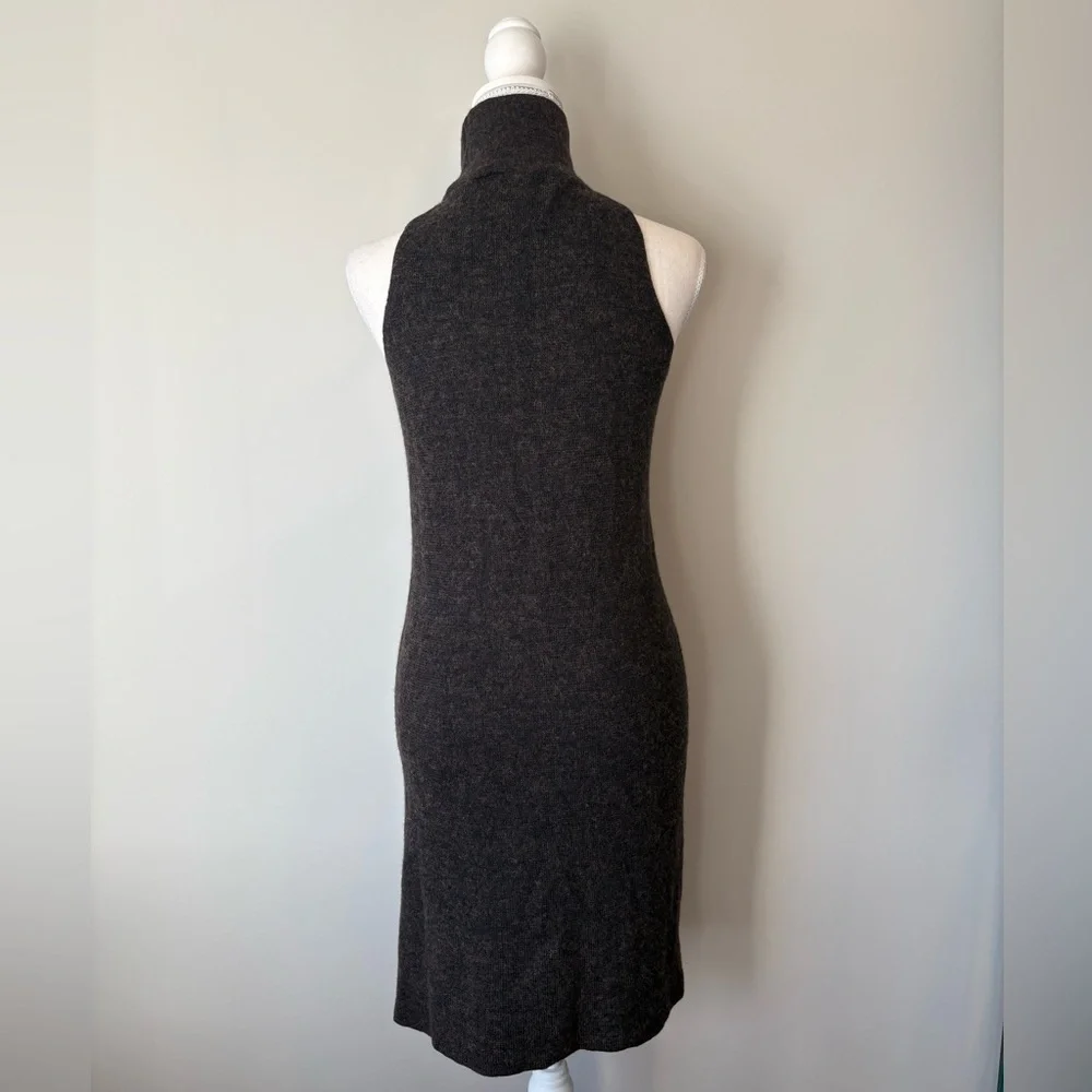 Zara Asymmetrical Wool Alpaca Long Tunic Sleeveless Turtleneck Sweater Medium - Picture 4 of 15
